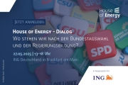 zur Veranstaltung House of Energy - Dialog  " Wo stehen wir nach der Bundestagswahl und der Regierungsbildung?"